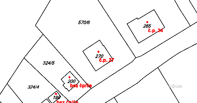 Smrhov 77, Soběnov na parcele st. 270 v KÚ Soběnov, Katastrální mapa
