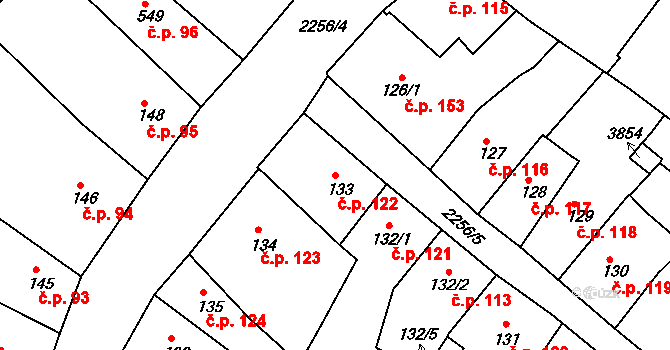 Sušice I 122, Sušice na parcele st. 133 v KÚ Sušice nad Otavou, Katastrální mapa