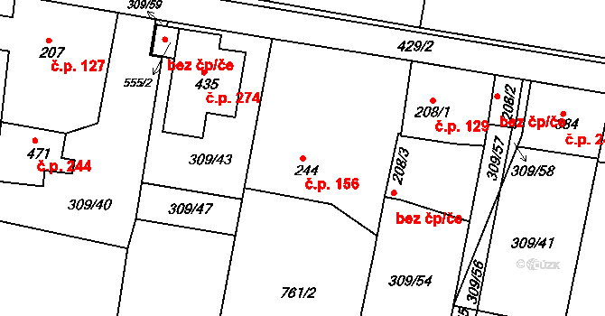 Malá Skalice 156, Česká Skalice na parcele st. 244 v KÚ Malá Skalice, Katastrální mapa