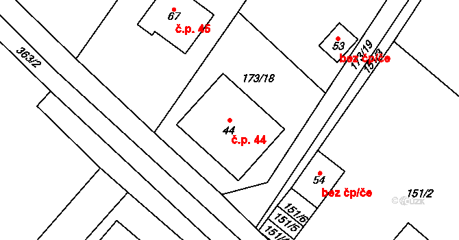 Vřesice 44, Sulíkov na parcele st. 44 v KÚ Vřesice, Katastrální mapa