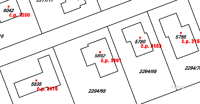 Dvůr Králové nad Labem 3191 na parcele st. 5892 v KÚ Dvůr Králové nad Labem, Katastrální mapa