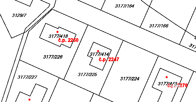 Tachov 2247 na parcele st. 3177/414 v KÚ Tachov, Katastrální mapa