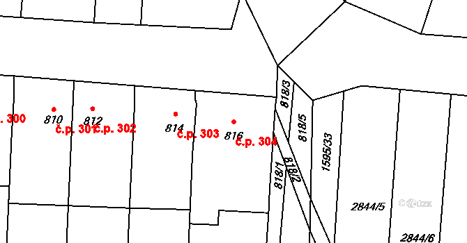 Moravský Žižkov 304 na parcele st. 816 v KÚ Moravský Žižkov, Katastrální mapa