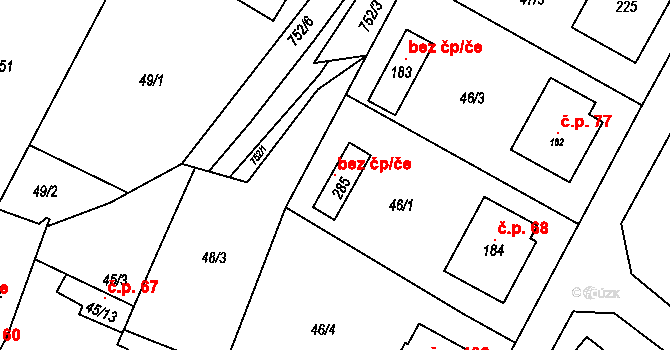 Humpolec 102844771 na parcele st. 285 v KÚ Hněvkovice u Humpolce, Katastrální mapa