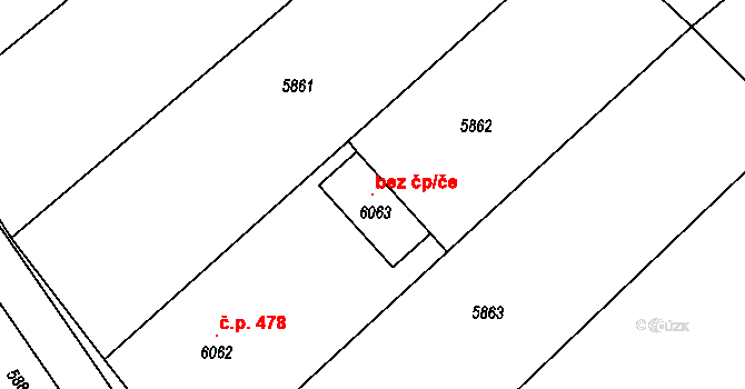 Tupesy 102847771 na parcele st. 6063 v KÚ Tupesy na Moravě, Katastrální mapa