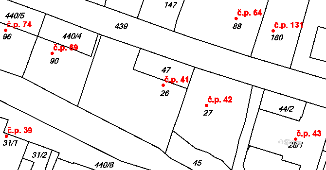 Žopy 41, Holešov na parcele st. 26 v KÚ Žopy, Katastrální mapa