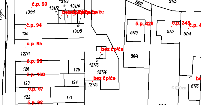 Holešov 102992771 na parcele st. 127/6 v KÚ Všetuly, Katastrální mapa