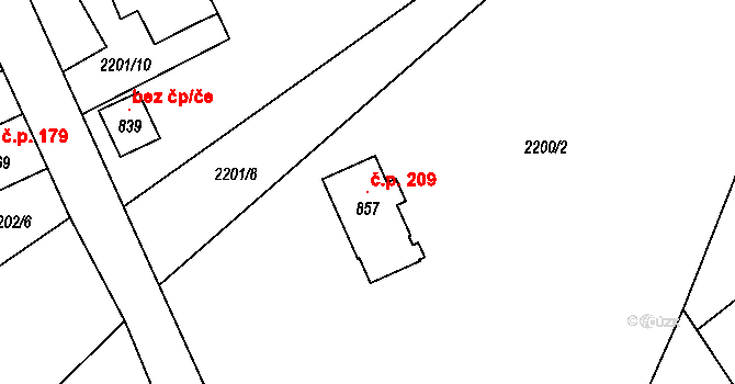 Antonínov 209, Josefův Důl na parcele st. 857 v KÚ Antonínov, Katastrální mapa