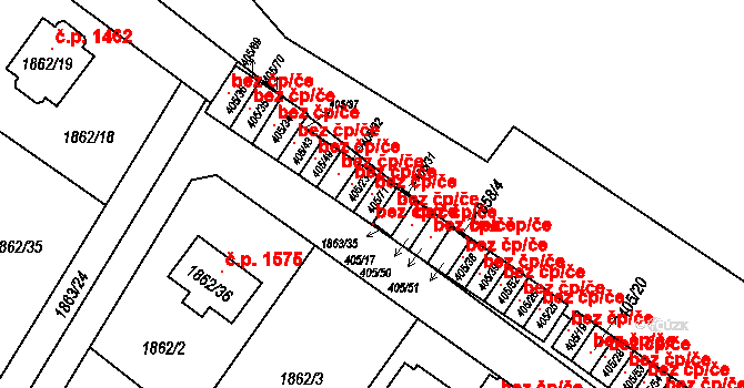 Praha 107430771 na parcele st. 405/71 v KÚ Radotín, Katastrální mapa