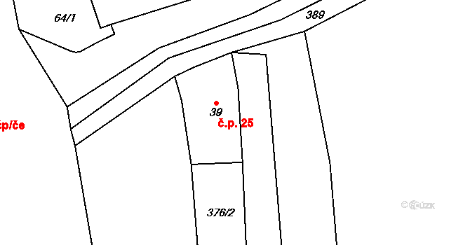 Zdeslavice 25, Černíny na parcele st. 39 v KÚ Zdeslavice u Černín, Katastrální mapa