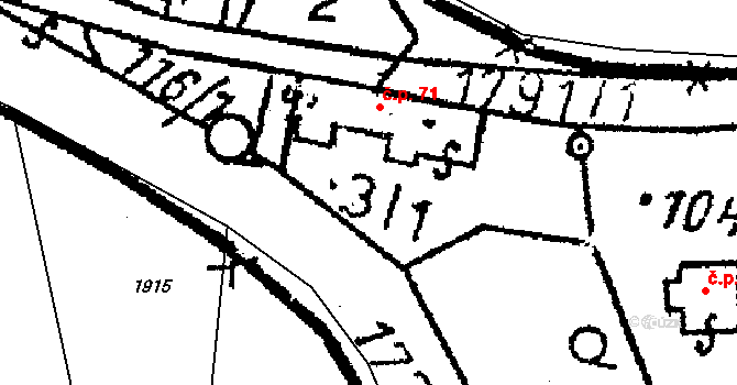 Chlístovice 71 na parcele st. 3/1 v KÚ Chlístovice, Katastrální mapa