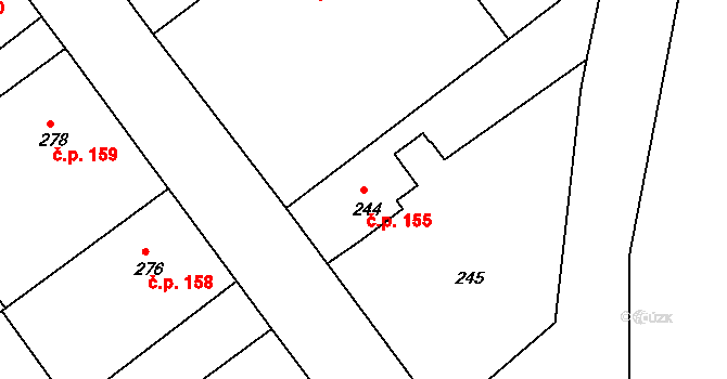 Malešov 155 na parcele st. 244 v KÚ Malešov, Katastrální mapa