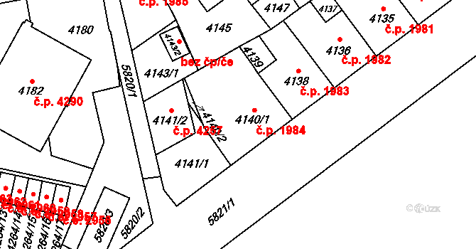 Jihlava 1984 na parcele st. 4140/1 v KÚ Jihlava, Katastrální mapa