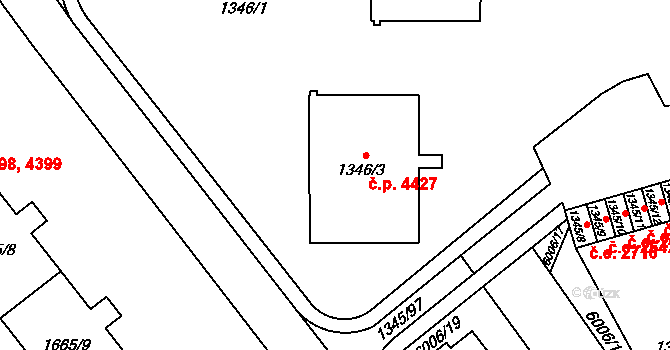 Jihlava 4427 na parcele st. 1346/3 v KÚ Jihlava, Katastrální mapa