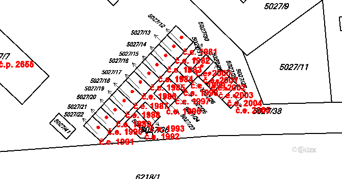 Jihlava 1997 na parcele st. 5027/24 v KÚ Jihlava, Katastrální mapa