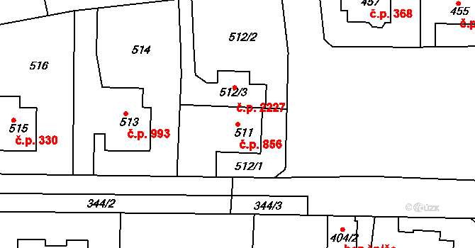 Roztoky 856 na parcele st. 511 v KÚ Roztoky u Prahy, Katastrální mapa