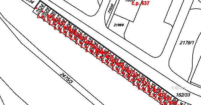 Kyjov 467 na parcele st. 2436 v KÚ Kyjov, Katastrální mapa