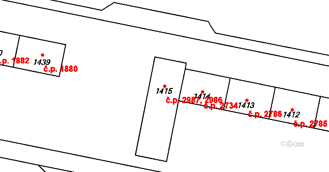 Kladno 2986,2987 na parcele st. 1415 v KÚ Kladno, Katastrální mapa