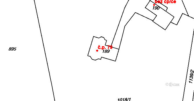 Heřmanice 79 na parcele st. 189 v KÚ Heřmanice u Frýdlantu, Katastrální mapa