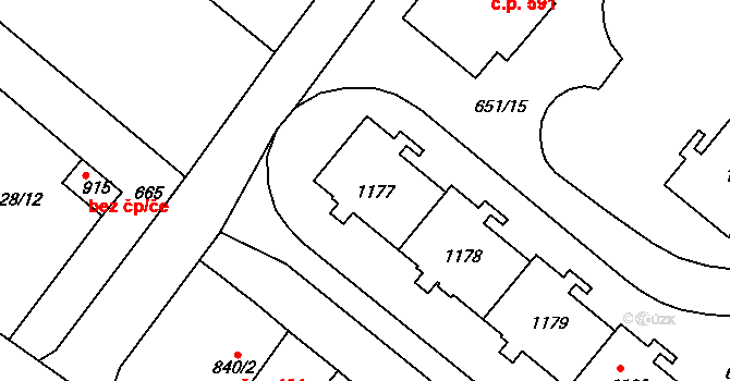 Cvikov II 583,584,585,586, Cvikov na parcele st. 1177 v KÚ Cvikov, Katastrální mapa