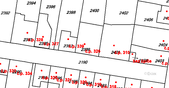 Mimoň I 326, Mimoň na parcele st. 2399 v KÚ Mimoň, Katastrální mapa