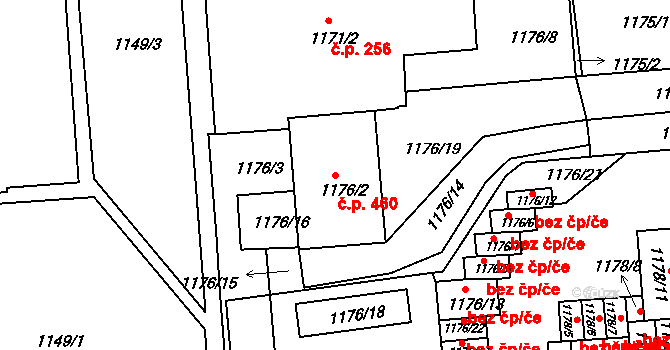Podmoklice 460, Semily na parcele st. 1176/2 v KÚ Semily, Katastrální mapa