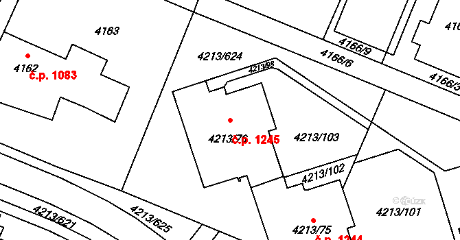 Lutyně 1245, Orlová na parcele st. 4213/76 v KÚ Horní Lutyně, Katastrální mapa
