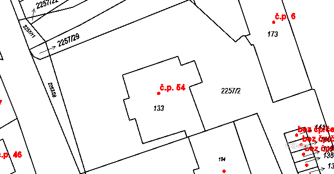 Žimutice 54 na parcele st. 133 v KÚ Žimutice, Katastrální mapa