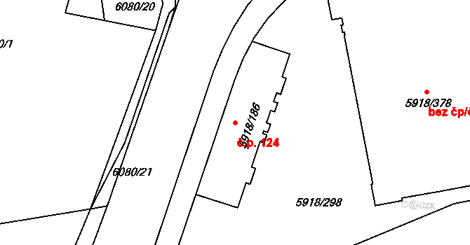 Kladno 124 na parcele st. 5918/186 v KÚ Kladno, Katastrální mapa
