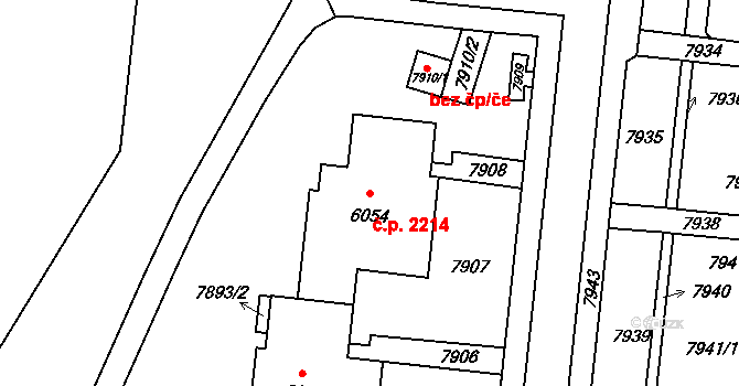 Líšeň 2214, Brno na parcele st. 6054 v KÚ Líšeň, Katastrální mapa