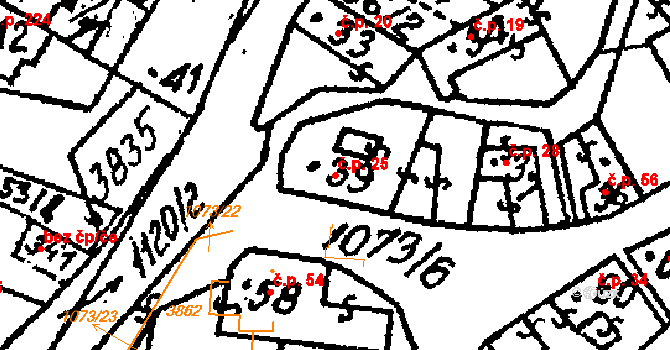 Šebetov 25 na parcele st. 39 v KÚ Šebetov, Katastrální mapa