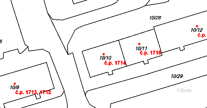 Trnovany 1714, Teplice na parcele st. 10/10 v KÚ Teplice-Trnovany, Katastrální mapa