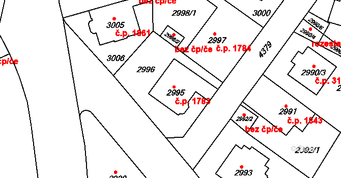 Teplice 1783 na parcele st. 2995 v KÚ Teplice, Katastrální mapa
