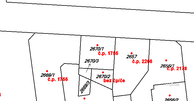 Vinohrady 1755, Praha na parcele st. 2670/1 v KÚ Vinohrady, Katastrální mapa