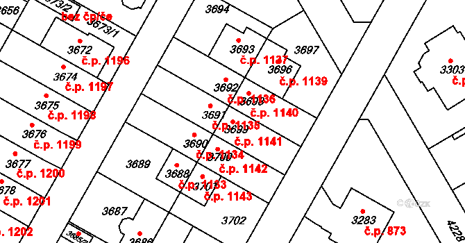 Dejvice 1141, Praha na parcele st. 3699 v KÚ Dejvice, Katastrální mapa