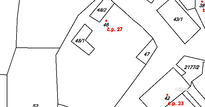 Čečelovice 27 na parcele st. 46 v KÚ Čečelovice, Katastrální mapa