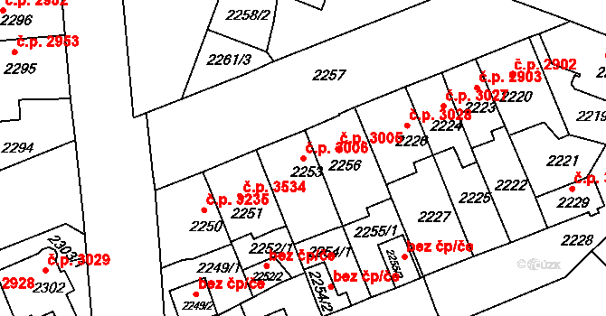 Chomutov 3006 na parcele st. 2253 v KÚ Chomutov II, Katastrální mapa