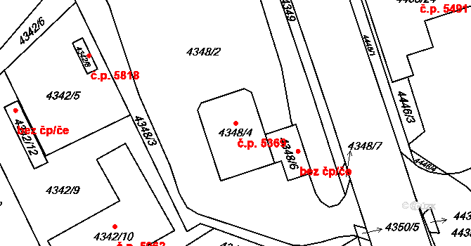 Chomutov 5369 na parcele st. 4348/4 v KÚ Chomutov I, Katastrální mapa