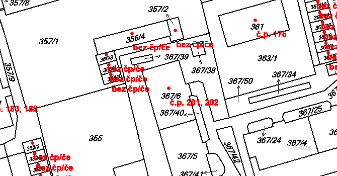 Liberec IX-Janův Důl 201,202, Liberec na parcele st. 367/5 v KÚ Janův Důl u Liberce, Katastrální mapa