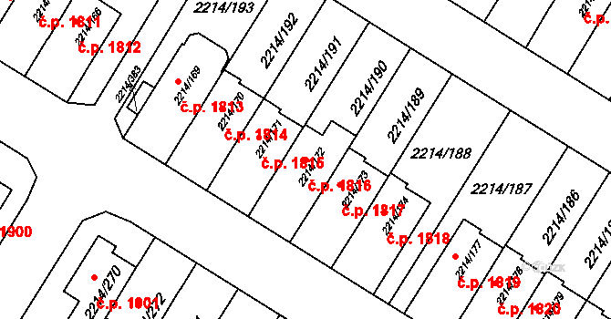 Bolevec 1816, Plzeň na parcele st. 2214/172 v KÚ Bolevec, Katastrální mapa