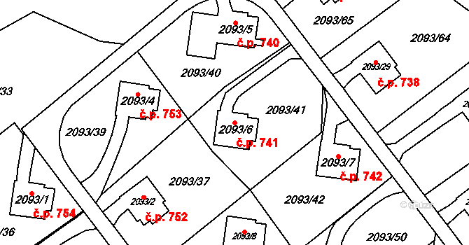Bludovice 741, Havířov na parcele st. 2093/6 v KÚ Bludovice, Katastrální mapa