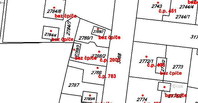 Bolevec 2003, Plzeň na parcele st. 2788/2 v KÚ Bolevec, Katastrální mapa