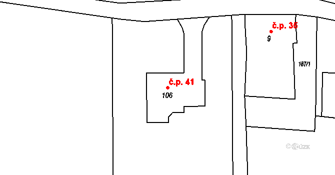 Lhotky 41, Kramolna na parcele st. 106 v KÚ Lhotky, Katastrální mapa