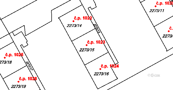 Šluknov 1023 na parcele st. 2273/15 v KÚ Šluknov, Katastrální mapa