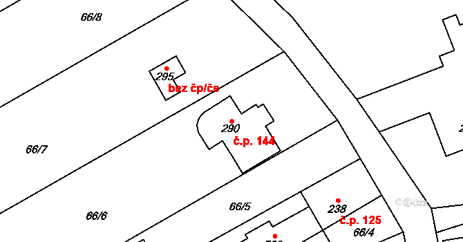 Černolice 144 na parcele st. 290 v KÚ Černolice, Katastrální mapa