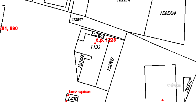 Polná 1223 na parcele st. 1133 v KÚ Polná, Katastrální mapa