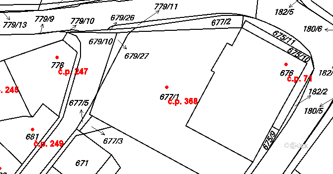 Lednice 368 na parcele st. 677/1 v KÚ Lednice na Moravě, Katastrální mapa