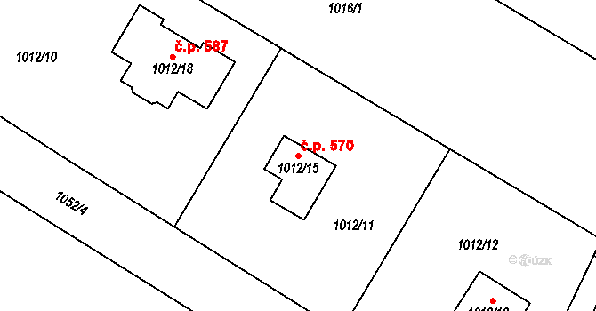 Krmelín 570 na parcele st. 1012/15 v KÚ Krmelín, Katastrální mapa