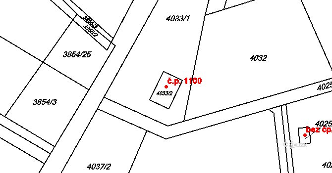 Vendryně 1100 na parcele st. 4033/2 v KÚ Vendryně, Katastrální mapa