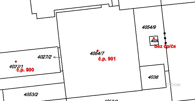 Troubky 901 na parcele st. 4054/7 v KÚ Troubky nad Bečvou, Katastrální mapa